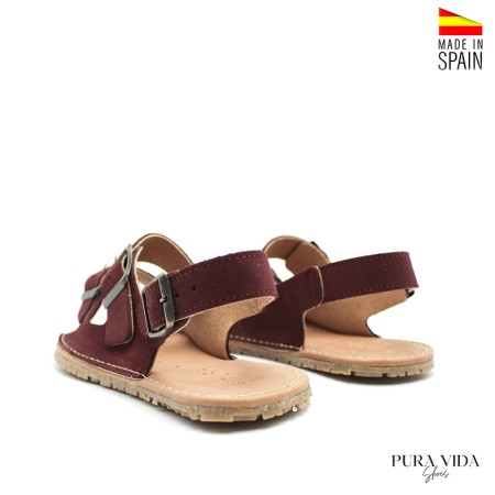 sandalias mujer burdeos cómodas verano piel