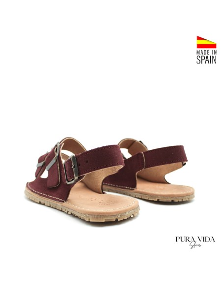 sandalias mujer burdeos cómodas verano piel