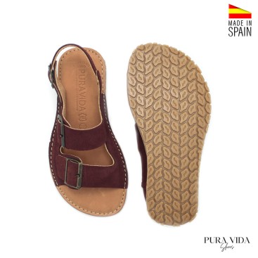 sandalias barefoot mujer burdeos hebillas ajustables
