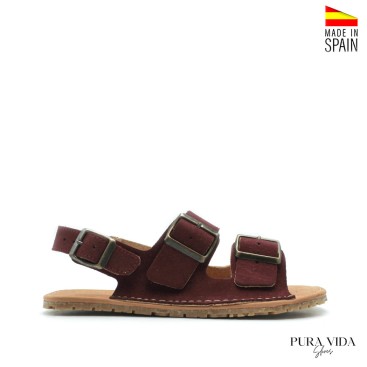 sandalias respetuosas mujer suela flexible burdeos