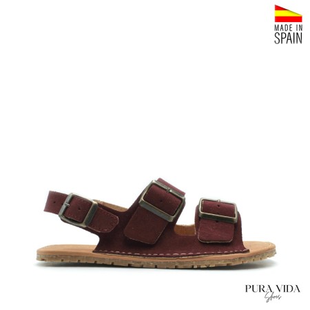 sandalias respetuosas mujer suela flexible burdeos