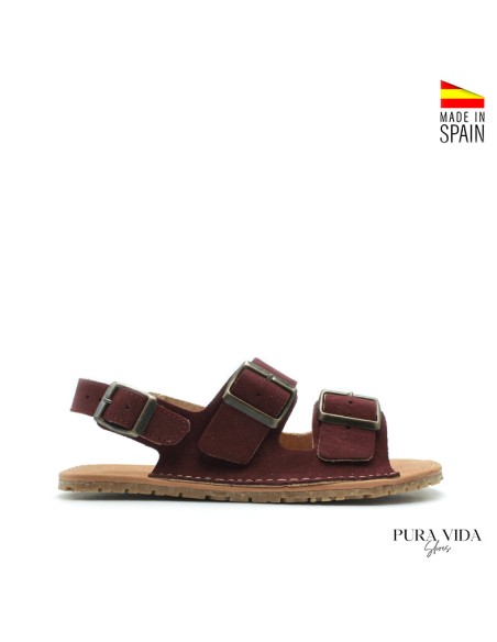 sandalias respetuosas mujer suela flexible burdeos