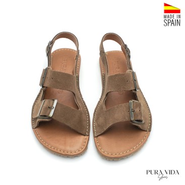sandalia barefoot mujer taupe piel serraje