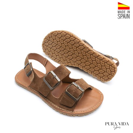 sandalias planas mujer marrón suela flexible ancha