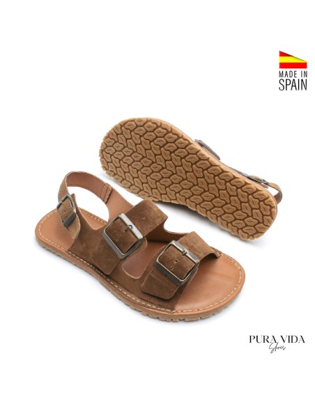 sandalias planas mujer marrón suela flexible ancha