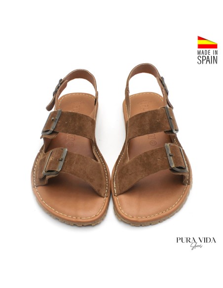 sandalias mujer horma ancha marrón piel