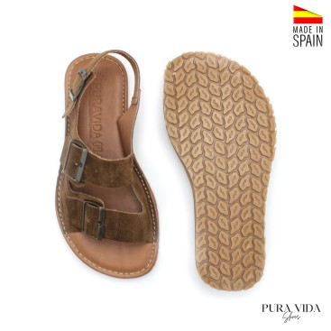 sandalias mujer anchas cómodas marrón hebillas