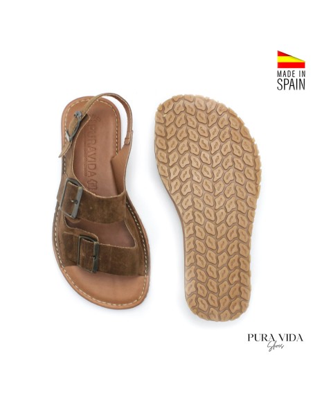 sandalias mujer anchas cómodas marrón hebillas