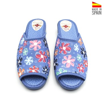 zapatillas casa cuña mujer flores verano abiertas
