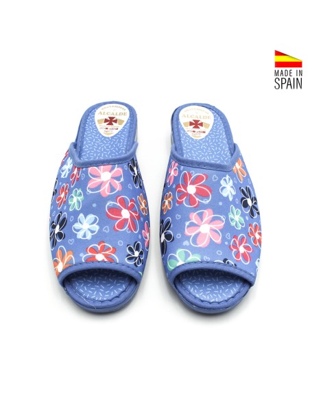 zapatillas casa cuña mujer flores verano abiertas