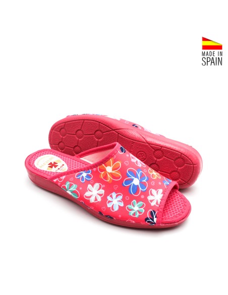 zapatillas casa mujer fucsia cuña ligera