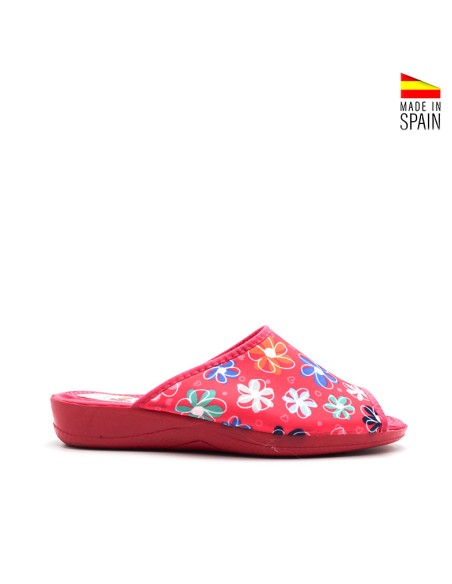 zapatilla casa mujer verano fucsia flores