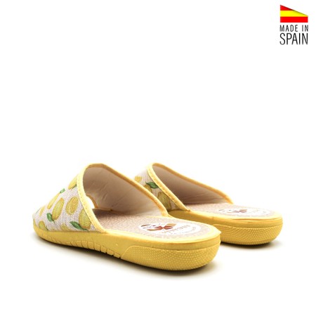 zapatilla mujer destalonada cuña beige limones