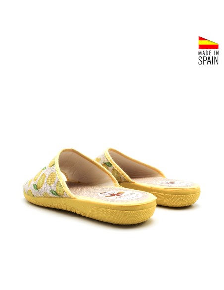 zapatilla mujer destalonada cuña beige limones