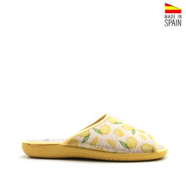 zapatilla de andar por casa mujer limones cuña
