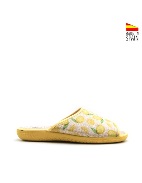 zapatilla de andar por casa mujer limones cuña