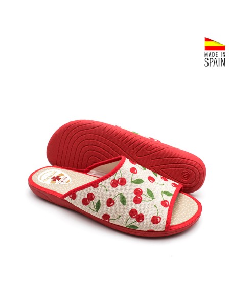 zapatillas hogar mujer frescas con cerezas