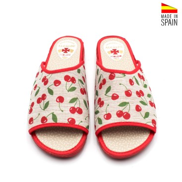 zapatillas mujer abiertas verano estampado cerezas