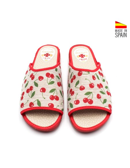 zapatillas mujer abiertas verano estampado cerezas