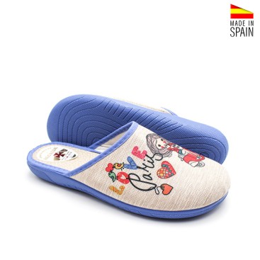 zapatillas casa mujer verano azul diseño París