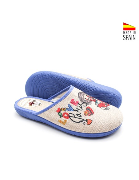zapatillas casa mujer verano azul diseño París