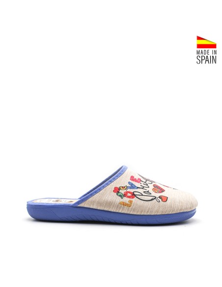 zapatillas casa mujer tipo zueco París azul