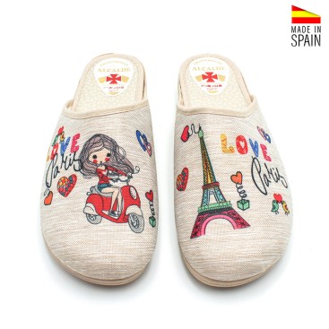 zapatillas de estar por casa de verano de mujer París beige