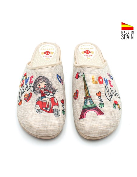 zapatillas de estar por casa de verano de mujer París beige