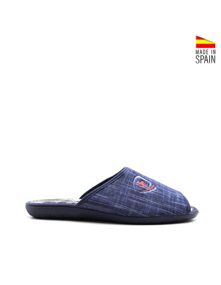 Zapatillas casa hombre verano abiertas azul lateral