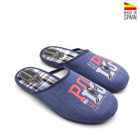 Zapatillas de estar por casa hombre azules frescas talón abierto