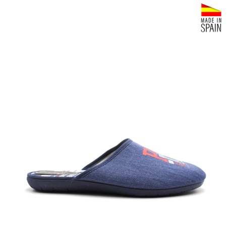 Zapatilla de andar por casa hombre azul estilo zueco verano lateral