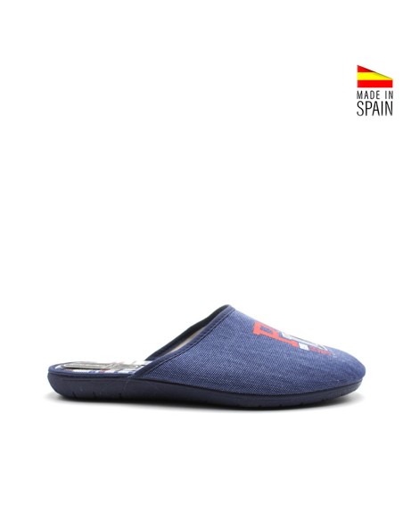 Zapatilla de andar por casa hombre azul estilo zueco verano lateral