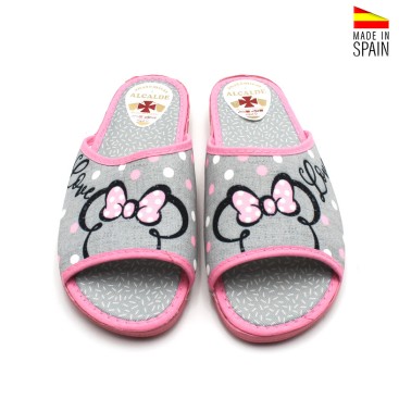 Zapatillas de estar por casa verano mujer gris y rosa destalonadas