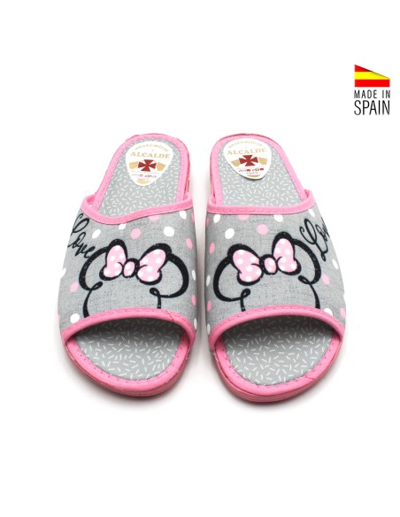 Zapatillas de estar por casa verano mujer gris y rosa destalonadas