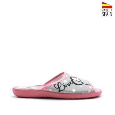 Zapatillas casa mujer abiertas con lunares y Minnie verano