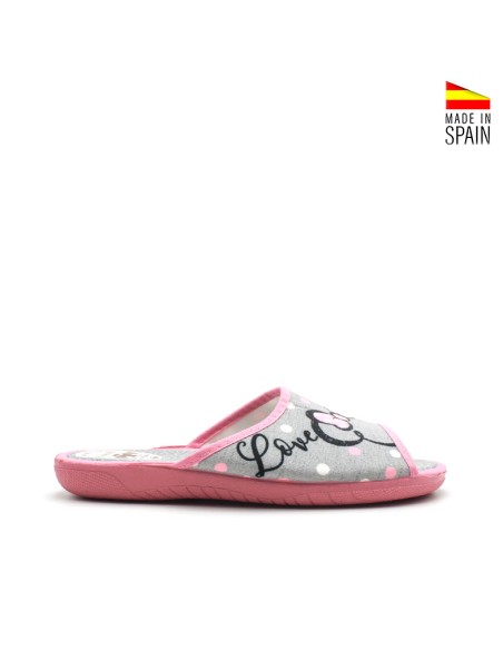 Zapatillas casa mujer abiertas con lunares y Minnie verano