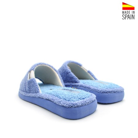 zapatillas casa mujer toalla azul destalonadas cómodas ligeras verano