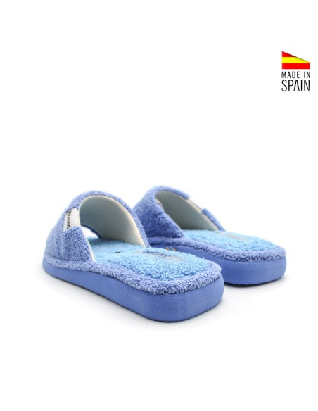 zapatillas casa mujer toalla azul destalonadas cómodas ligeras verano