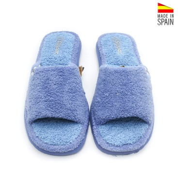 zapatillas casa mujer toalla azul destalonadas cómodas ligeras verano