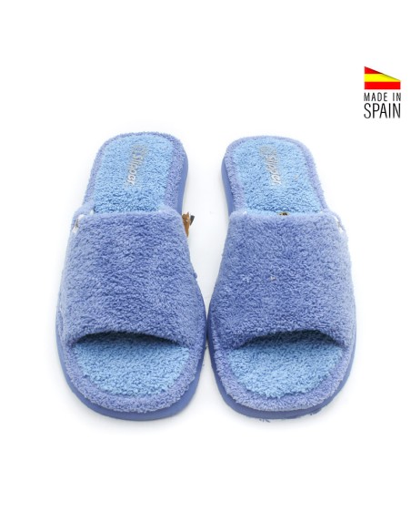 zapatillas casa mujer toalla azul destalonadas cómodas ligeras verano