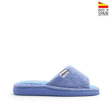 zapatillas casa mujer toalla azul abiertas ligeras verano Slipper