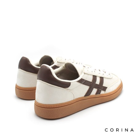Sneaker Corina beige marrón estilo retro