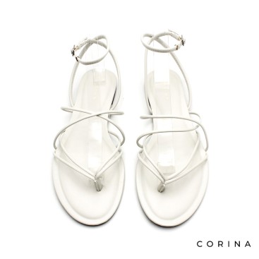 sandalia tiras finas blanca plana mujer