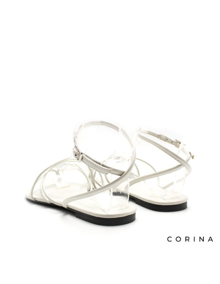 sandalia tiras finas blanca corina