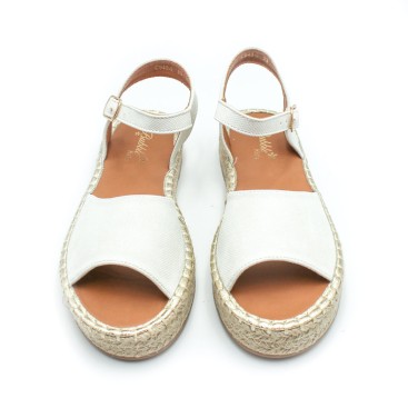 sandalia niña blanca plataforma esparto