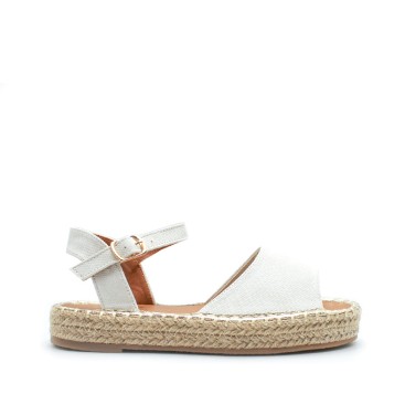 sandalia niña plataforma blanca con suela de esparto lateral