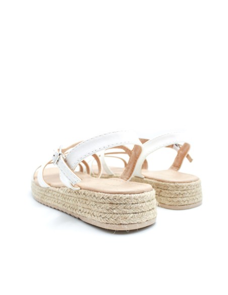 sandalias cuña niña blancas verano con tiras finas y plataforma