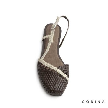 sandalia cerrada mujer marrón con diseño trenzado verano