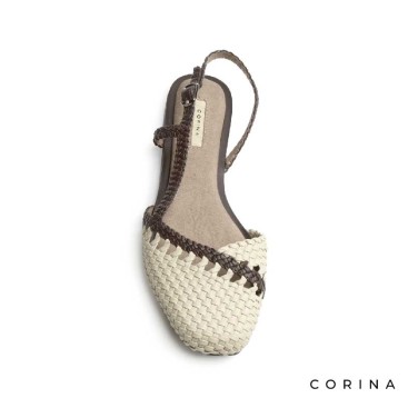 zapato beige mujer plano diseño trenzado ligero