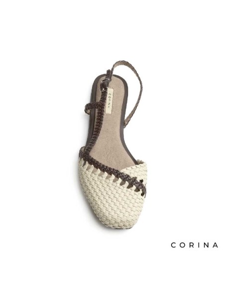 zapato beige mujer plano diseño trenzado ligero